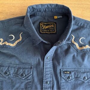 Howler Brothers Crosscut Deluxe Western pearl snap long sleeve shirt, Size L